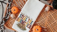 most likely to Thanksgiving edition funny kitchen towels for ladies, fall home decor gifts for adults, bring the wine Friendsgiving brunch