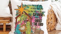 watercolor nativity Joseph Mary Jesus throw pillows for couch religious Christmas hand towels for powder room, Christian Christmas gifts for