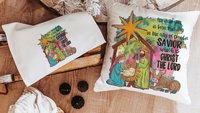 watercolor nativity Joseph Mary Jesus throw pillows for couch religious Christmas hand towels for powder room, Christian Christmas gifts for