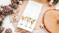 Christmas cocktail kitchen towels for Christmas bar accessories for home bar, holiday hosting decor home decor gift for couple, Xmas hand