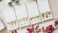 Christmas cocktail kitchen towels for Christmas bar accessories for home bar, holiday hosting decor home decor gift for couple, Xmas hand