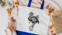 Halloween flamingo skeleton trick or treat bag for girls, spooky cute Halloween tote bag for women, boo basket stuffers for girlfriend, goth