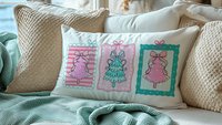 pastel Christmas tree lumbar throw pillows for couch pink Christmas decorative pillows for girls, Christmas housewarming gift for daughter