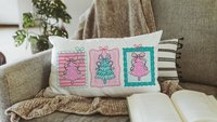 pastel Christmas tree lumbar throw pillows for couch pink Christmas decorative pillows for girls, Christmas housewarming gift for daughter