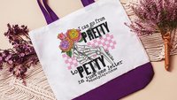 pretty to petty funny tote bag unique gifts for sisters, don't play with me sarcastic gifts for coworkers, trendy tote bags for women, best