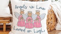 angels we have heard on high Christian Christmas throw pillows for couch religious Christmas home decor gift for grandma, pink angel accent