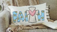 faith pillow cover 12x20, lumbar pillow for bed, Christian Christmas gifts for women, cross throw pillow cover 12 x 20, godmother gift from
