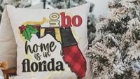 ho ho ho Christmas throw pillow for sectional, Texas Christmas gifts for neighbors, state pride accent pillows for couch, Texas gifts for