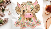 highland cow throw pillows for couch pink cow decor for bedroom, cute cow Christmas gifts for little girls, shaggy cow nursery decor girl