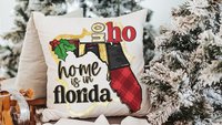 custom ho ho ho state Christmas throw pillows for sofa, Florida Christmas gifts for neighbors, Florida gifts for women, cute Christmas