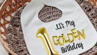 1st birthday baby bib, golden birthday cake smash outfit boy, first birthday gift ideas, baby gift set, baby bib and burp cloth set, best