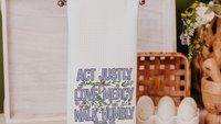 act justly love mercy walk humbly Christian kitchen towels for every season, religious Christmas gifts for godmother, faith based kitchen