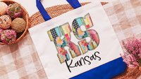 faux patchwork Kansas City tote bag for women, Kansas Christmas gifts for realtors, moving to Kansas gifts, farmers market bag, college