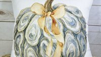 oyster shell pumpkin throw pillows for couch, fall coastal decor, nautical pumpkins autumn pillow covers 18x18, Thanksgiving hosting gift