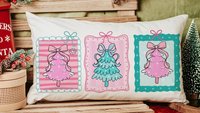 pastel Christmas tree lumbar throw pillows for couch pink Christmas decorative pillows for girls, Christmas housewarming gift for daughter