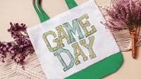 Green school spirit game day tote bag