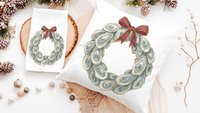 oyster shell Christmas wreath throw pillows for living room, oyster Christmas hand towels for bathroom beach Christmas gifts for neighbors