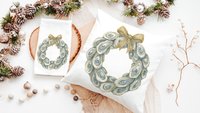 oyster shell Christmas wreath decorative pillows for couch, coastal Christmas throw pillow covers 18 x 18, oyster Christmas home decor gifts
