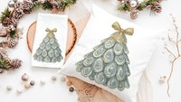 oyster shell Christmas tree throw pillows for couch, coastal Christmas kitchen towels for winter, oyster Christmas gifts for neighbors, best