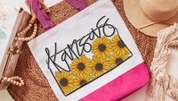yellow sunflower Kansas state flower tote bag best sellers, Kansas Christmas gifts for neighbors, reusable farmers market bag, Kansas gifts