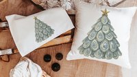oyster shell Christmas tree tea towel for bathroom, coastal Christmas kitchen towel for women, nautical housewarming gifts for her, holiday