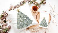 oyster shell Christmas tree tea towel for bathroom, coastal Christmas kitchen towel for women, nautical housewarming gifts for her, holiday