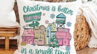 personalized Christmas is better in a small town zip code throw pillow cover 18x18, cute Christmas gifts for neighbors, hometown Christmas