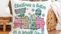 personalized Christmas is better in a small town zip code throw pillow cover 18x18, cute Christmas gifts for neighbors, hometown Christmas