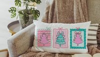 pastel Christmas tree lumbar throw pillows for couch pink Christmas decorative pillows for girls, Christmas housewarming gift for daughter