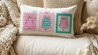 pastel Christmas tree lumbar throw pillows for couch pink Christmas decorative pillows for girls, Christmas housewarming gift for daughter