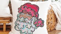 colorful Santa throw pillows for kids playroom, holiday hosting decor home decor gift, fun Christmas decorative pillows for couch, whimsical