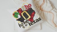 ho ho ho Christmas throw pillow for sectional, Texas Christmas gifts for neighbors, state pride accent pillows for couch, Texas gifts for