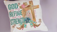 God is my refuge Bible verse decorative pillows for girls, Psalm 46:1 country Christian throw pillow covers 18 x 18, faith based nursery