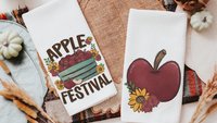 apple festival autumn kitchen towels home essentials, apple kitchen decor, sunflower gifts for her, Thanksgiving hosting gift, housewarming
