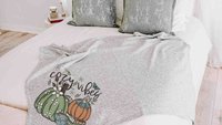 cozy vibes snuggle blanket, cute pumpkin throw blanket for bed, book lover gift for women, cozy gifts for her, fall decor for home, sage
