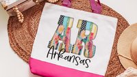 faux patchwork Arkansas tote bag for girlfriend, Arkansas game day bag for women, Arkansas gifts, Arkansas Christmas gifts for realtors