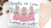 angels we have heard on high Christian Christmas throw pillows for couch religious Christmas home decor gift for grandma, pink angel accent