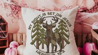 sight on Jesus Christian throw pillows for couch religious stocking stuffers for teens, pink camo nursery decor, baby girl baptism gifts