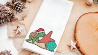 seasons greetings Christmas turtle decorative pillow covers tropical Christmas throw pillows for kids playroom, beach Christmas best sellers