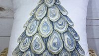 coastal Christmas tree throw pillows for guest room, beach Christmas gifts for neighbors, oyster shell decorative pillows for sofa, holiday