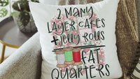 funny quilting decorative pillows for couch, crafting gifts with sewing theme, seamstress fat quarter throw pillow covers 18 x 18, sewist