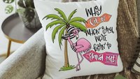 born to stand out cute flamingo throw pillows for couch pink flamingo gifts for women, coastal decor for home, beach Christmas gifts for