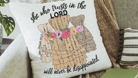 Isaiah 49 Bible verse throw pillow for dorm, Christian gifts for women faith gifts for her, scripture decor, floral throw pillow cover 18x18