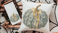 oyster shell pumpkin accent pillows for chair, Thanksgiving hosting gift, nautical pumpkins autumn kitchen hand towels, fall coastal kitchen