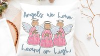 angels we have heard on high Christian Christmas throw pillows for couch religious Christmas home decor gift for grandma, pink angel accent