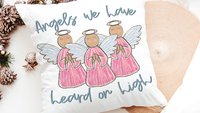 angels we have heard on high Christian Christmas throw pillows for couch religious Christmas home decor gift for grandma, pink angel accent