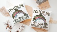 follow me fishers of men throw pillows for couch religious stocking stuffers for teens, Christian nursery decor girl baby girl baptism gifts