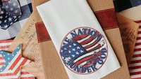 one nation under God American flag kitchen towel, 4th of July kitchen decor, patriotic decor for home, Pledge of Allegiance decor, hostess
