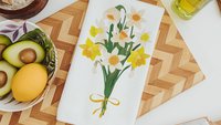 daffodil flower throw pillow for sofa, March birth flower gift for Mom, narcissus flower kitchen towels, March birthday gifts for women