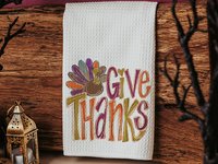 Give thanks Thanksgiving kitchen towels 